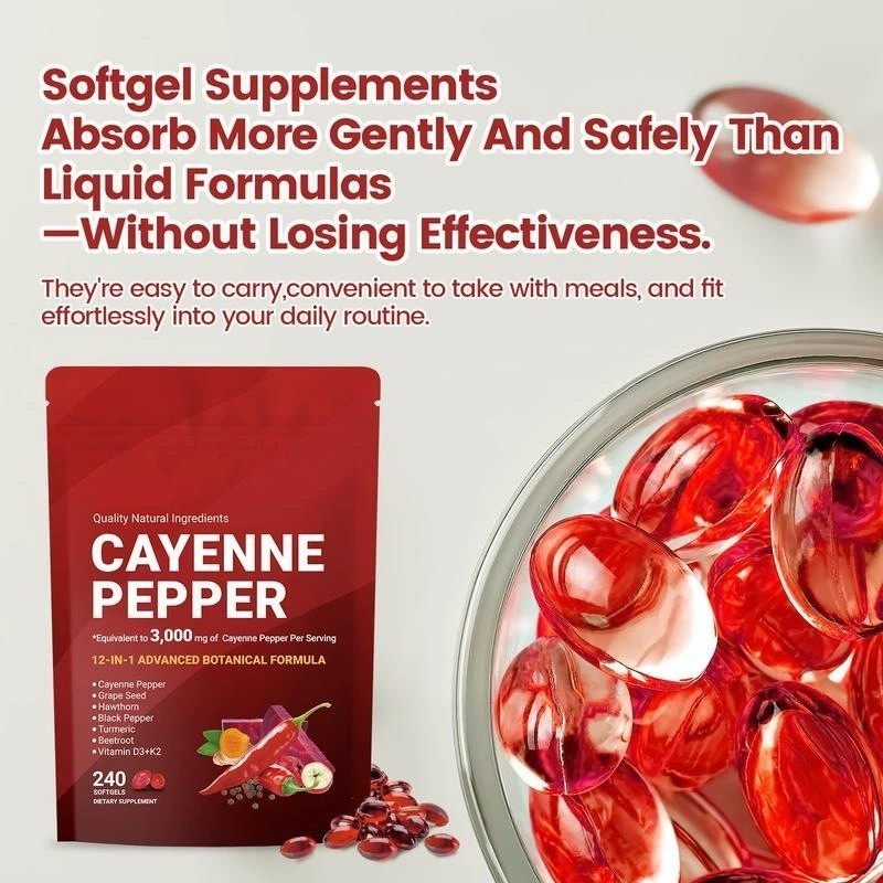 Cayenne Softgels Softgels Supplement, Supports Leg Vein, 240 Pepper /1Bag