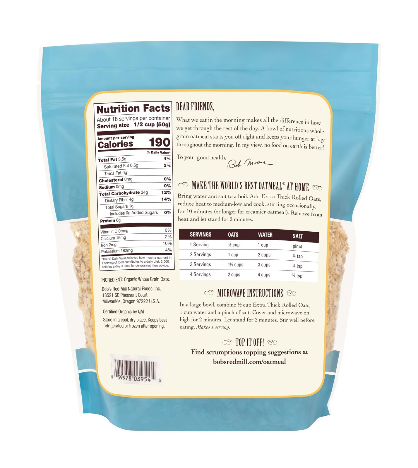 Bob’s Red Mill Organic 32 Ounce (Pack of 4), Off-white to Tan Light Brown
