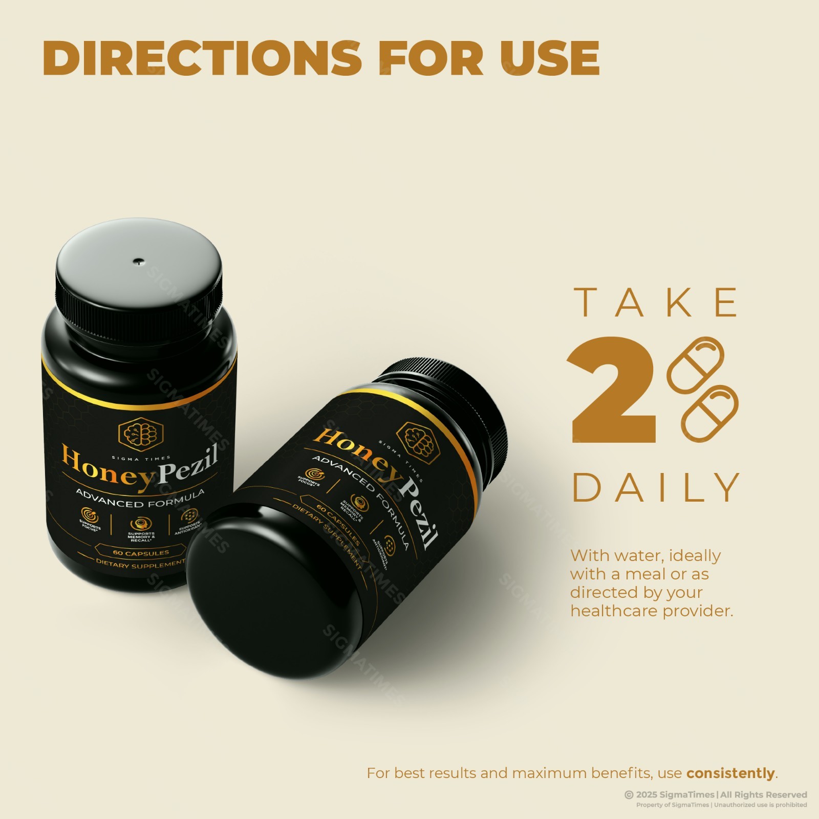HoneyPezil Capsules, Advanced Honey Pezil Memory & Brain Supplement – 3 Pack
