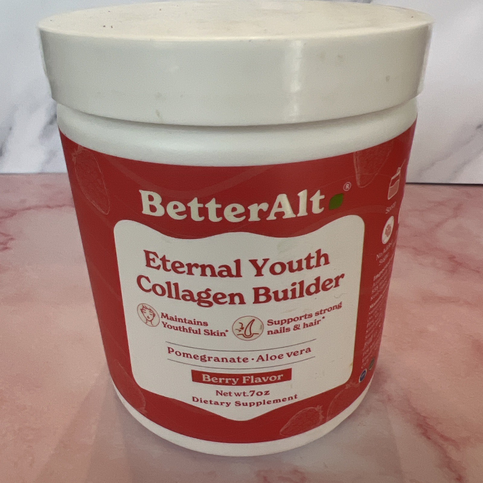 BetterAlt Eternal Youth Collagen Builder Berry Flavor 7oz Pomagranate+Aloe Vera