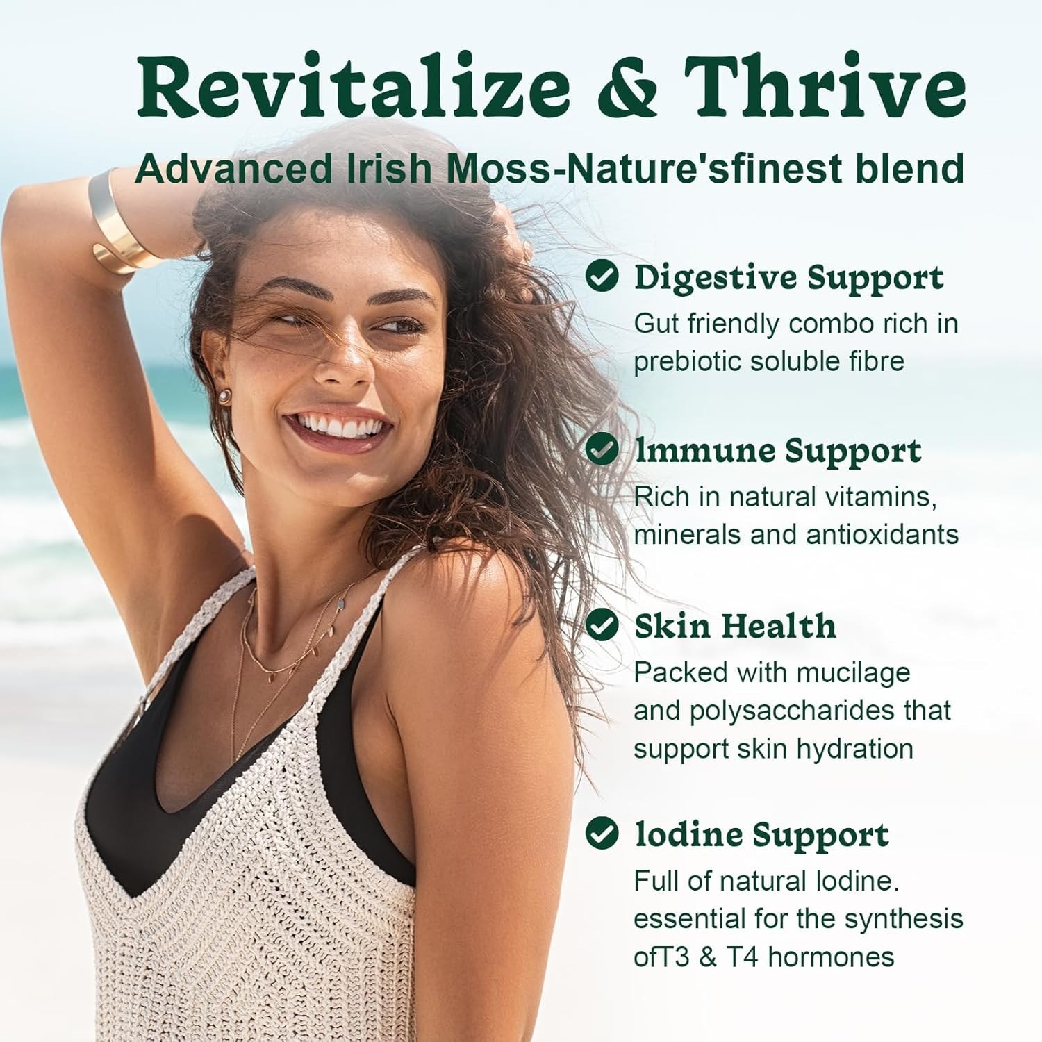 16-in-1 Organic Sea Moss Gummies | Irishmoss Extract 6000Mg | Green Apple