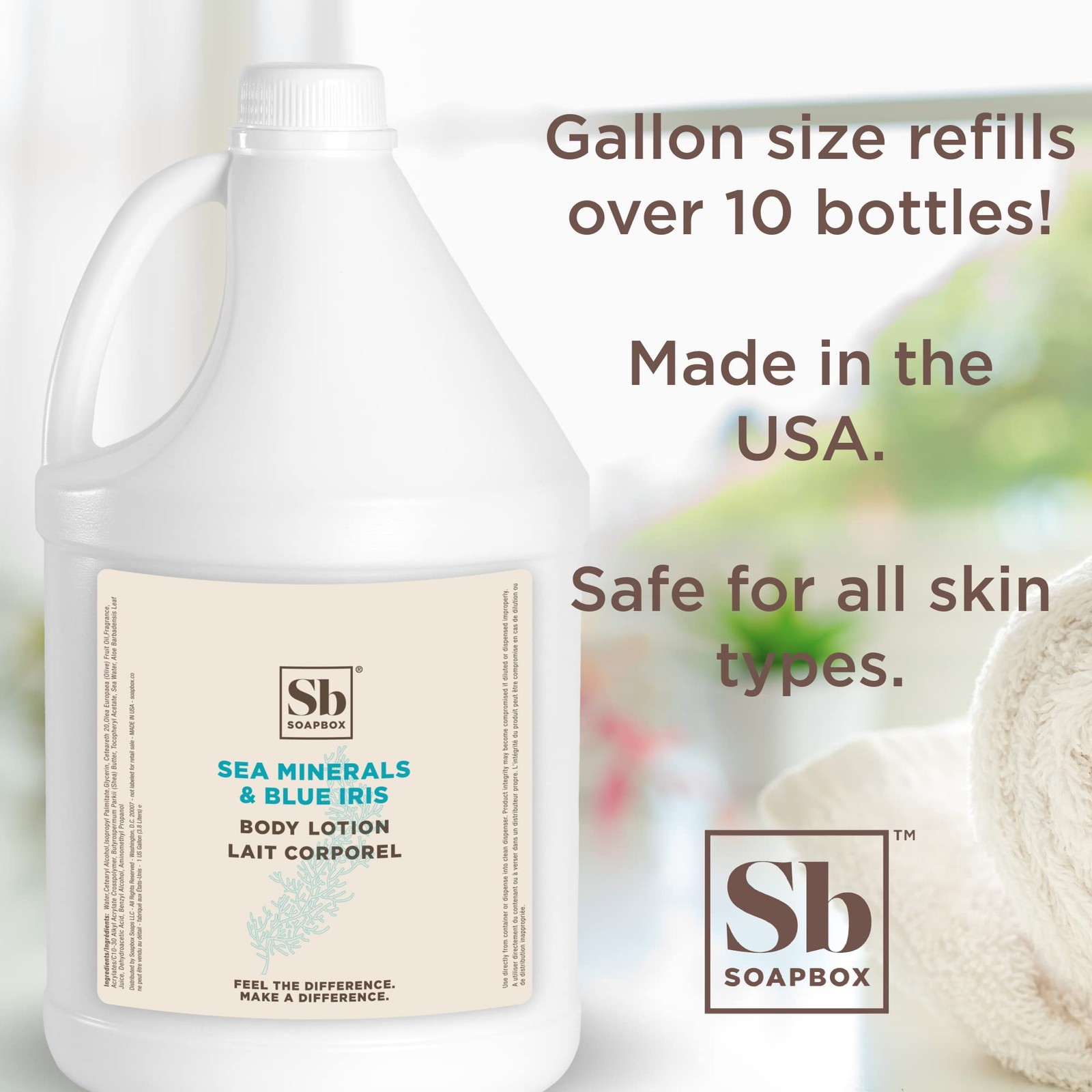 Soapbox Sea Minerals & Blue Iris Body Lotion – 1 Gallon 128 Fl Oz (Pack of 1)