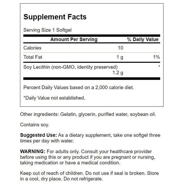 Swanson Soy Lecithin Non-GMO 1200 mg 180 Softgels