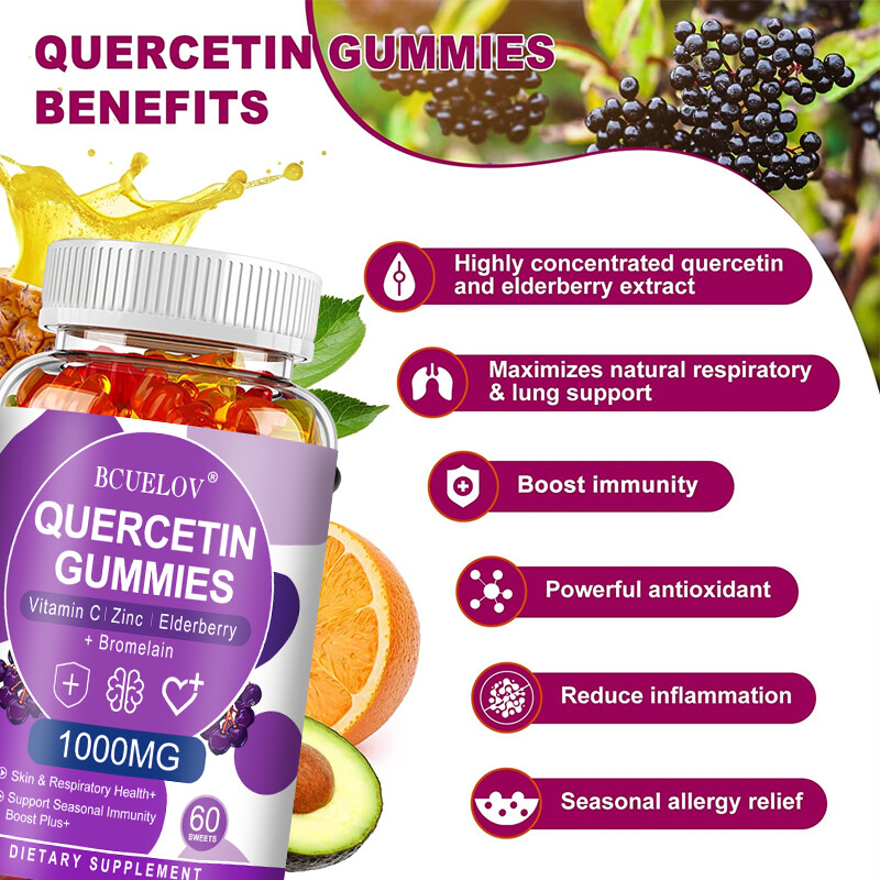 Quercetin Gummies 1000mg with Bromelain Vitamin C Zinc & Elderberry