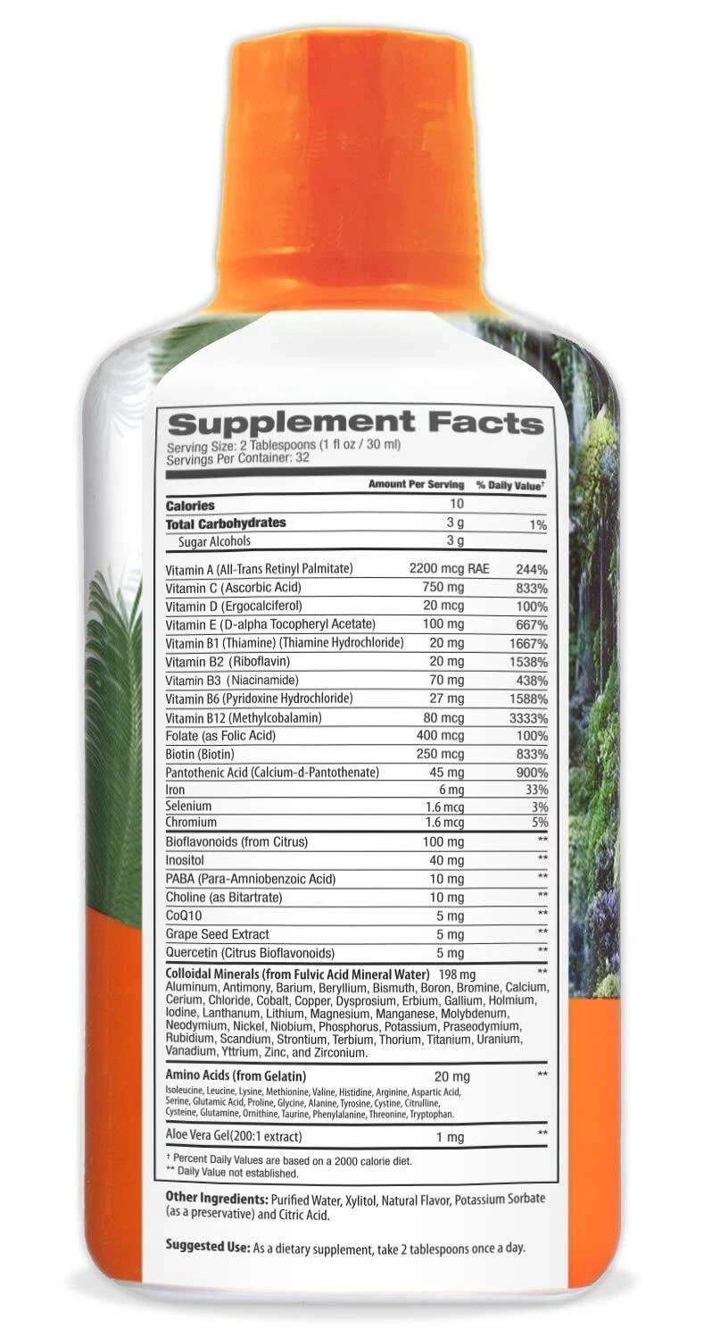 Tropical Oasis Mega Plus Liquid Multivitamin 85 Nutrients Amino Acids 32oz
