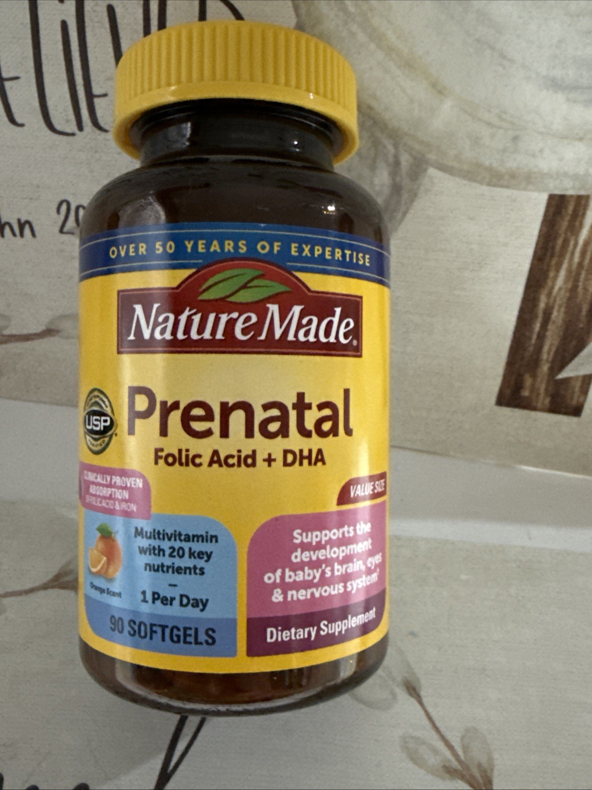 Nature Made Prenatal Folio Acid + DHA – 90 Softgels Exp 08/26